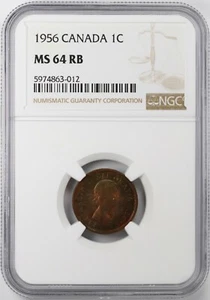 1956 Canada Cent NGC MS64 RB Red Brown Green Toning 1c - Picture 1 of 9