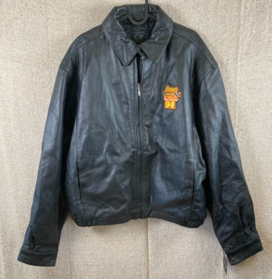 Chaqueta de cuero negra de colección Gear for Sports Nascar 94 Bill Elliot Reese's Racing Foto 1 de 4