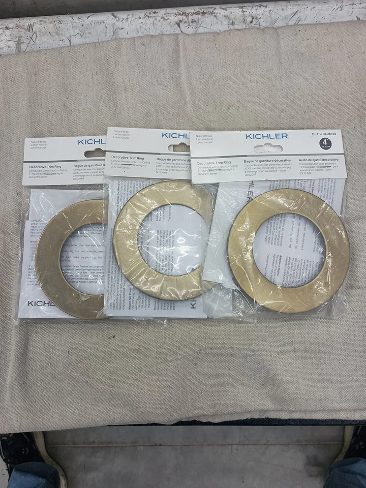 Kichler Decorative Trim Ring for 4” Round LED “Can” Lights Brass DLTSL04RNBR