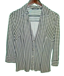 WOMEN'S BLOUSE JACKE ESSENTIALS CLASSY BLACK & WHITE MEDIUM LONG SLEEVE A18 - Picture 1 of 6