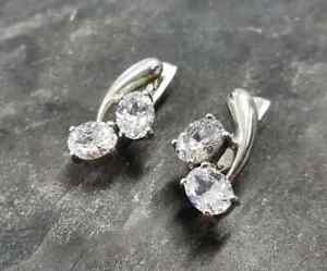 2 Ct Oval Cut Lab-Created Diamond Wedding Huggie Earrings 14K White Gold Plated