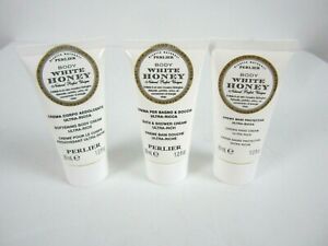 Perlier White Honey 3 Pc Set Mini Travel Hand Cream Body Cream Shower Cream NEW