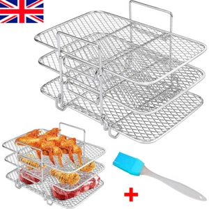 Air Fryer Rack & Grill Stick 304 Stainless Steel Basket Accessorie Multi-Layer - Picture 1 of 17