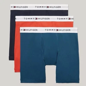 Tommy Hilfiger Men's Boxer Briefs 3-Pack Size Medium Cotton Classics Orange Blue - Picture 1 of 6