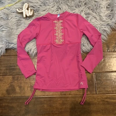 Traje de baño Cabana Life Girls protección contra erupciones Top manga larga rosa dorado talla 6X Foto 1 de 4