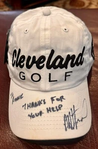 Cleveland Golf Cap/Hat Mens White Embroidered Adjustable Strapback - Autographed - Picture 1 of 5