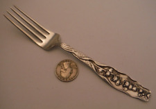Whiting LILY OF THE VALLEY Sterling Silver 7" Luncheon Fork Antique CRISP