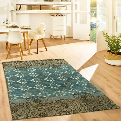 LoomBloom 3'10" x 5'11" Teal Hand Knotted Transitional Oushak Wool Area Rug - Image 1 of 4