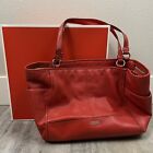 Coach Red Park Leather Carryall Tote Purse With Box