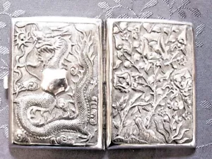 👍 19TH CENTURY CHINA CHINESE EXPORT HIGH RELIEF DRAGON SILVER CASE BOX - Picture 1 of 4
