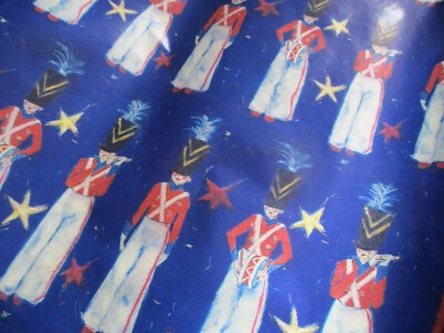 Vtg 1 yd NUTCRACKER Musical Toy Soldiers Christmas Gift Wrap Wrapping Paper 30"W - Image 1 of 4