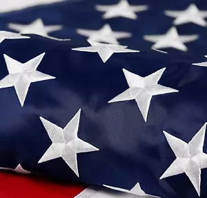 3x5 FT Outdoor Embroidered American Flag Made in USA Luxury Embroidered Star US - Picture 1 of 10