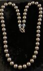 Vintage Faux Black Pearl And Crystal Necklace  30”
