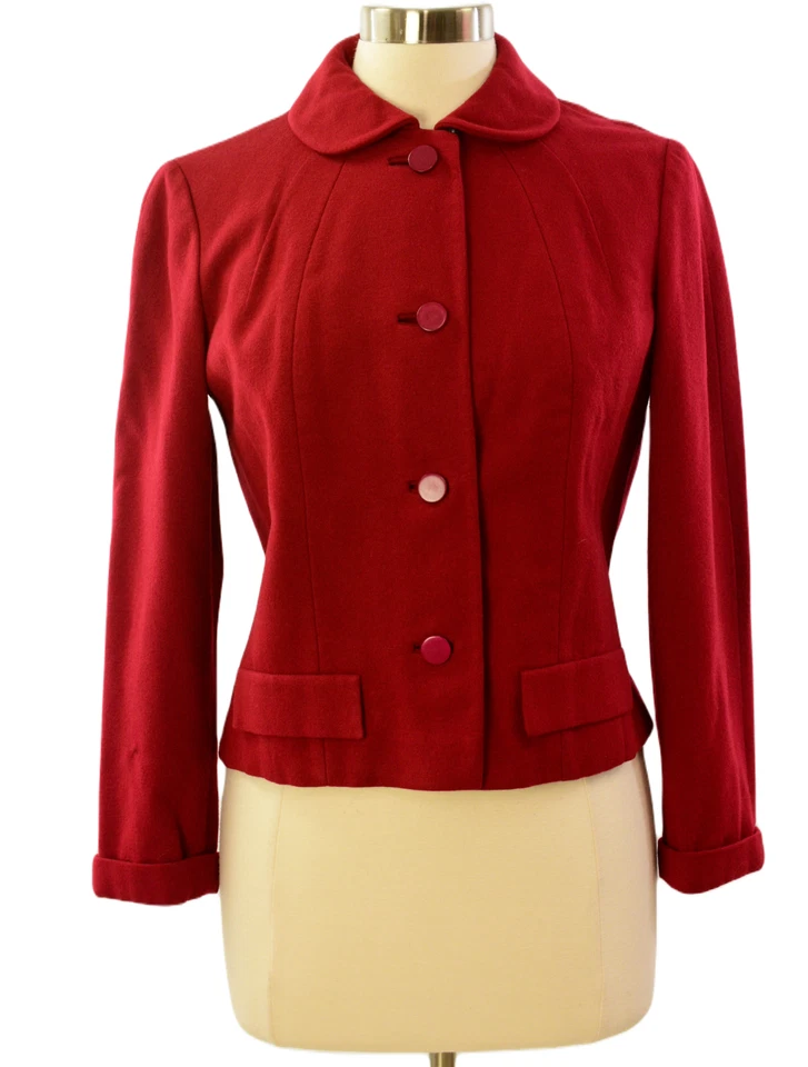 Blazer de lana ajustado Betty Rose vintage años 50 bordado peplum chaqueta talla S para mujer Foto 1 de 4