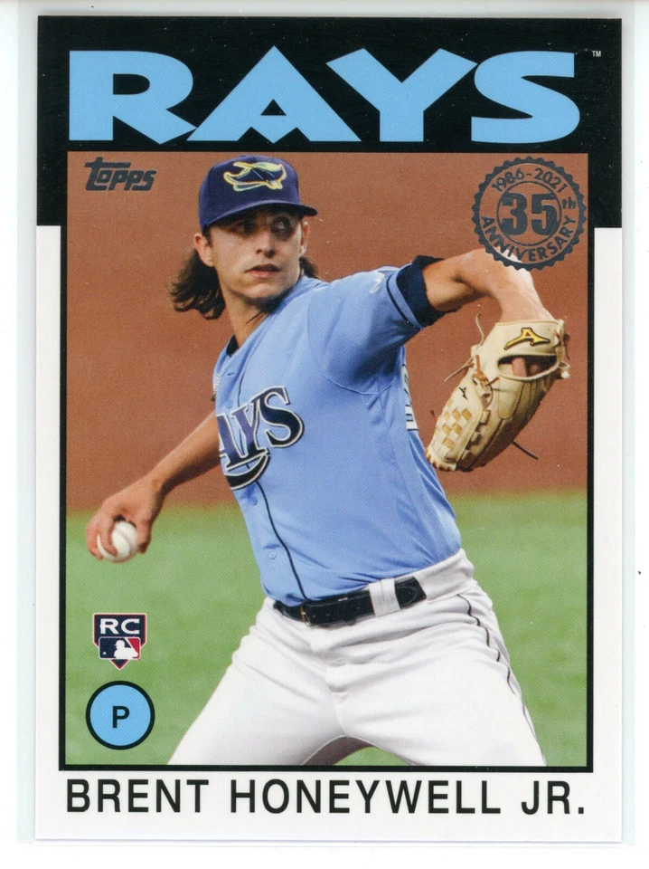2021 Topps Update 1986 Topps #86B-50 Brent Honeywell Jr. RC (Rays) - Image 1 of 1