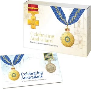 2025 Proof + UNC Coin Set - 50 Years Australian Honours System COLOUR 50c - Picture 1 of 8