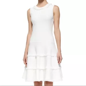 Kate Spade New York Fringe Fit & Flare Sweater Sleeveless Dress Ivory Size M - Picture 1 of 10
