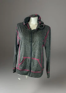 JGX Performance Damen Kapuzenjacke mit Reißverschluss Größe 3X grau meliert mit rosa Besatz - Bild 1 von 8