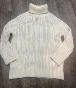 Ralph Lauren Alpaca Wool Blend Cream Turtleneck Sweater Womens Large Cozy Ivory - Picture 1 of 7