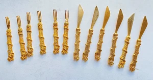 Gold Hors d'oeuvre Forks & Knives (12) - Picture 1 of 3