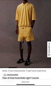 Essentials Fear of Gods “FOG” Light Tuscan Drawstring Shorts Mens Sz Medium NWT - Picture 1 of 10