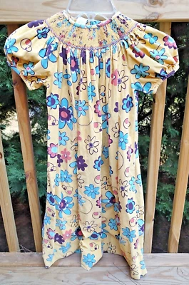 AMANDA REMEMBERED Fine Wale Corduroy Smocked Floral Bishop Dress Size 6 - Image 1 of 4
