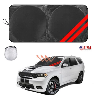 For 2002-2023 Dodge Durango Car Windshield Sun Shade Foldable Cover Visor M7 - Image 1 of 4