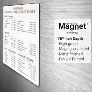 AIR FRYER COOKING TIMES CHEAT SHEET MAGNET KITCHEN GREAT GIFT IDEA MAGNETS - Picture 1 of 7