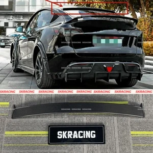 Real Carbon Fiber Roof Spoiler Tail Lip Wing Bar For Tesla Model Y 2020-2023 - Picture 1 of 19