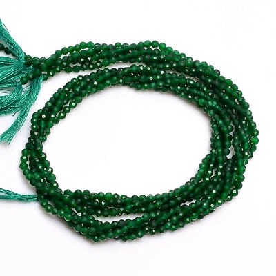 Cuentas rondelle redondas facetadas de jade verde natural de 2 mm para joyería de 33 cm EB-29 Foto 1 de 2