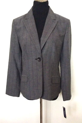 NWT Jones Wear Women’s Petite Gray Blazer One Button Size 10P - Image 1 of 4