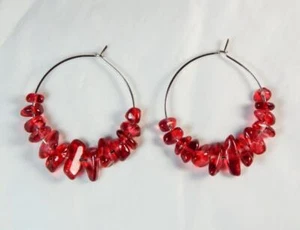CYNTHIA LYNN "WILD CHERRY" JANUAR GEBURTSSTEIN ROTER GRANAT SILBER CREOLEN OHRRINGE - Bild 1 von 1