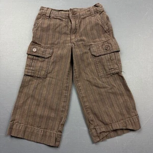 Tea Collection Kids Cargo Pants Size 2T Brown Striped Cotton Pockets Playwear - Picture 1 of 9