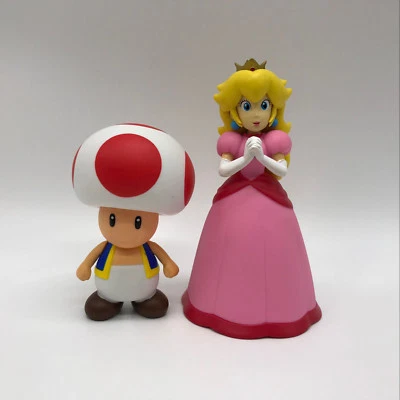 2PCS New Super Mario Bros. Princess Peach Toad Action Figure Toy Doll 5.5" - Image 1 of 4