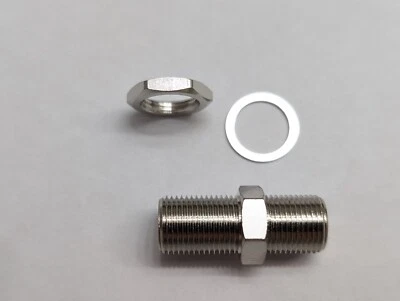 F81 Barrel Adapter 5pc In-Line Splice Double Female with Nut & Washer 1.11" L - Image 1 of 4