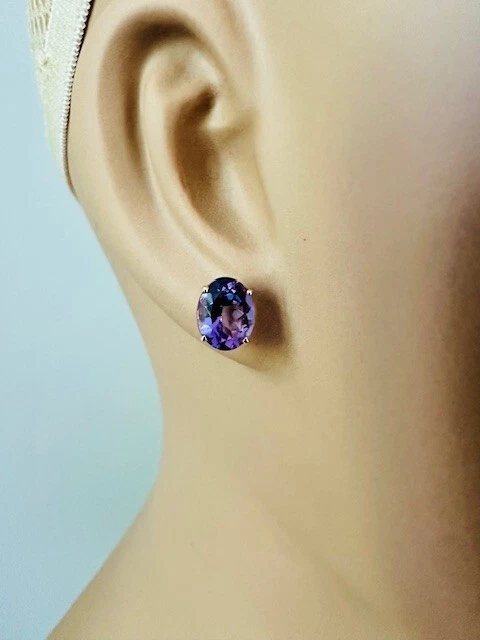 Estate 14K Yellow Gold Oval Amethyst Stud Earrings - Image 1 of 4
