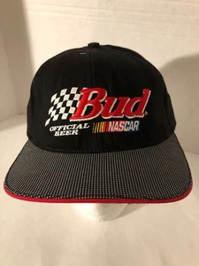 Bud Official Beer Nascar Men’s Snap Back Cap Hat Black Red - Picture 1 of 8
