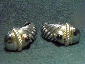 David Yurman SS & 14K Pink Tourmaline Shrimp Earrings - Picture 1 of 5