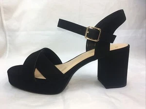 SODA-MANNER X NUBUCK PLATFORM 3" Hi-Chunky Block Heel Women Ankle Strap Sandal - Picture 1 of 13