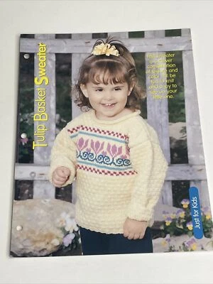 Tulip Basket Sweater Child Size Knitting Pattern House of White Birches - Image 1 of 4