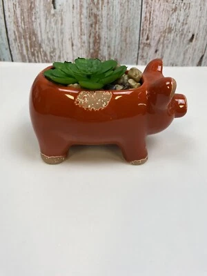 Maceta suculenta imitación cerdo 5" naranja decoración del hogar granja rústica - nueva con etiquetas Foto 1 de 4