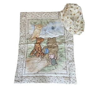 Disney Kidsline Winnie The Pooh Crib Quilt + Fitted Sheet Set Bedding Blanket - Picture 1 of 7
