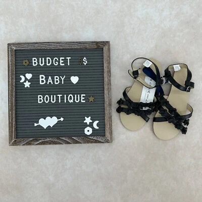 NUEVO CON ETIQUETAS JANIE AND JACK Sandalias Flor Negras Talla 11 Niño Pequeño Foto 1 de 3