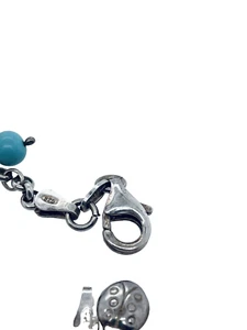Sterling Silver Bracelet With Turquoise Colour Balls And Ladybird Charms 19 Cm - Picture 1 of 7