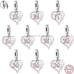 13th 16th 17th 18 20th 21 25th Birthday Charm Guardian Angel Genuine 925 Silver - Picture 1 of 13