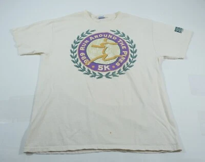 Винтажная графическая футболка Run Around The Pines 1999 L тема бега пятна гранж - Изображение 1 из 4