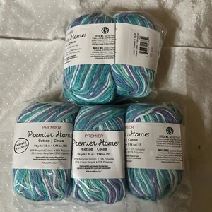 Hilo de algodón Premier Home 5 madejas en nenúfares multicolor azul púrpura verde - Imagen 1 de 5