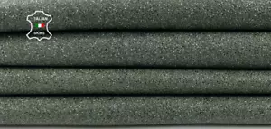 OLIVE GREEN SHIMMER SHINY ROUGH Thick Goatskin Leather 5 skins 20sqf 1.2mm C4212 - Picture 1 of 7