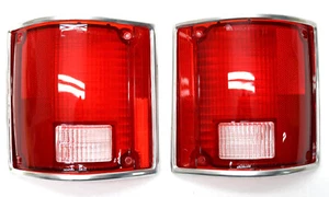 NEW Tail Light Lamp Lens Set w/Chrome Trim / FOR 1973-1987 GMC Square Body Truck - Picture 1 of 6