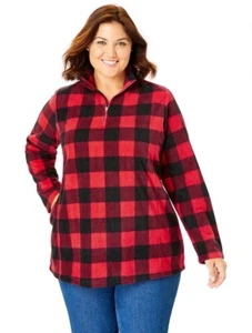 Woman Within Plus Size Microfleece Quarter-Zip Pullover Top Jacket Size 1X - Picture 1 of 6